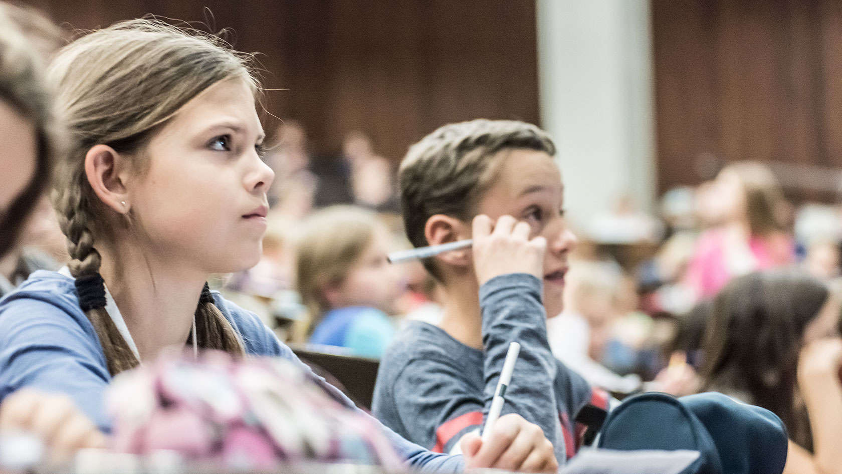 Children attending a lecture of the Children's University