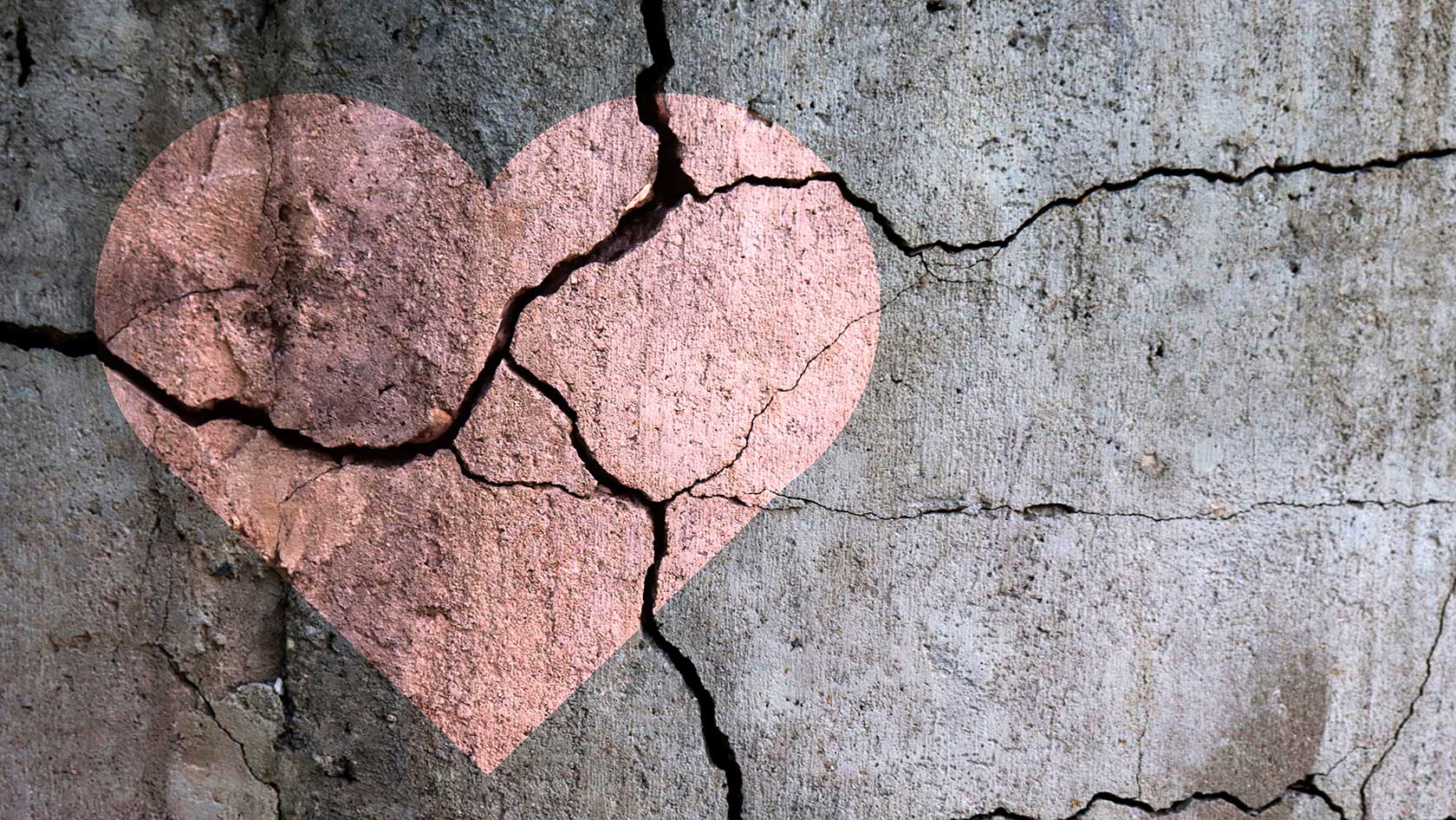 Heart on a broken wall