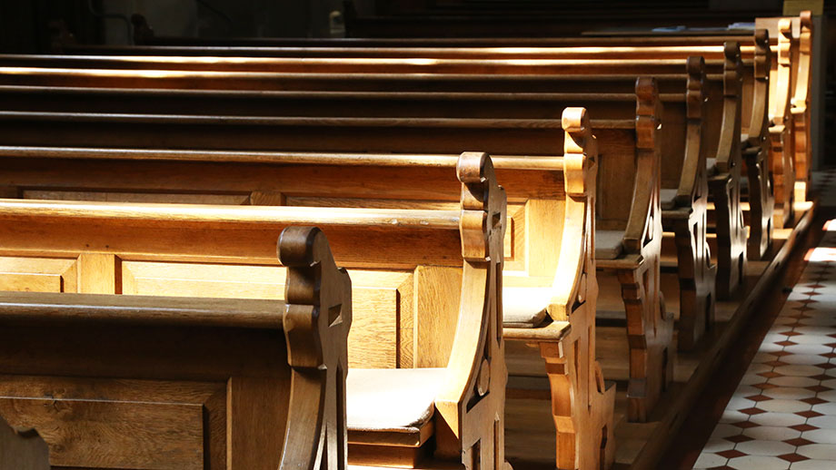 Empty benches in a church