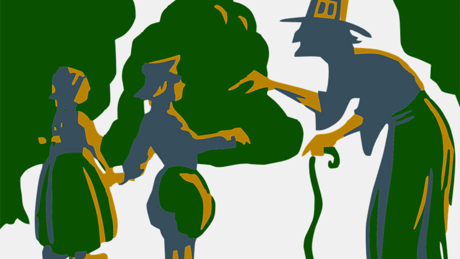 Hansel and Gretel with the old witch