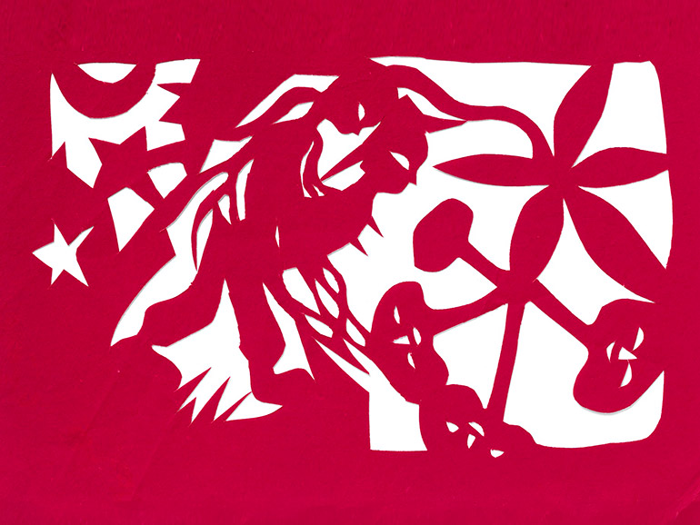 Papercut "The Ginseng Girl" by Hou Yumei