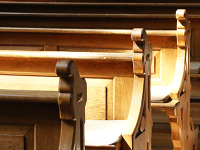 Empty benches in a church