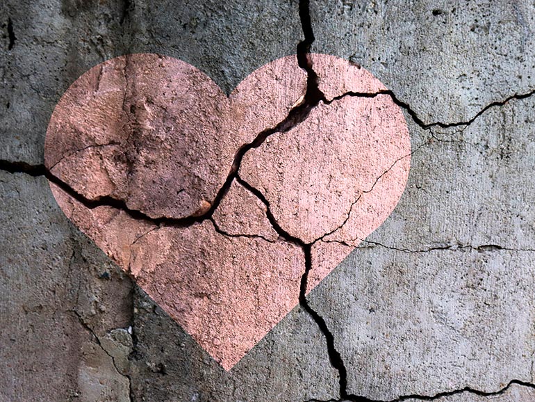 Heart on a broken wall